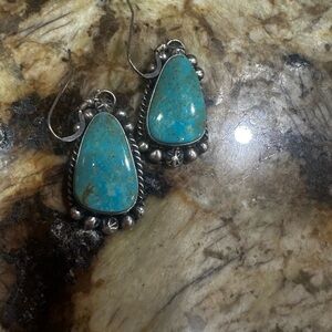 Turquoise and Silver Teardrop Earrings